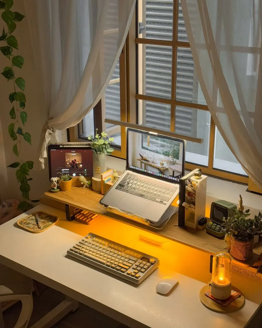 Chic study desk with minimalist decor elements