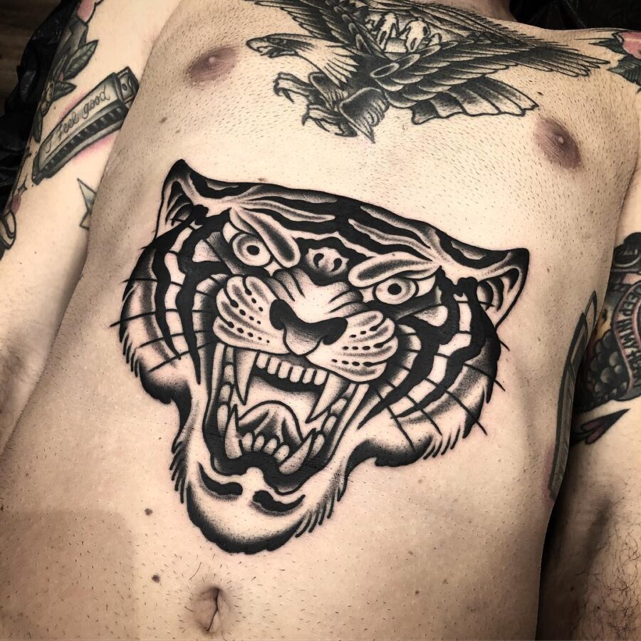 Striking tiger tattoo makes a fierce statement
