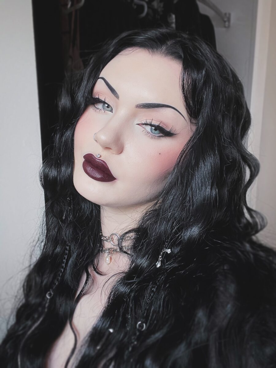 Bold dark lips and ethereal gothic vibes