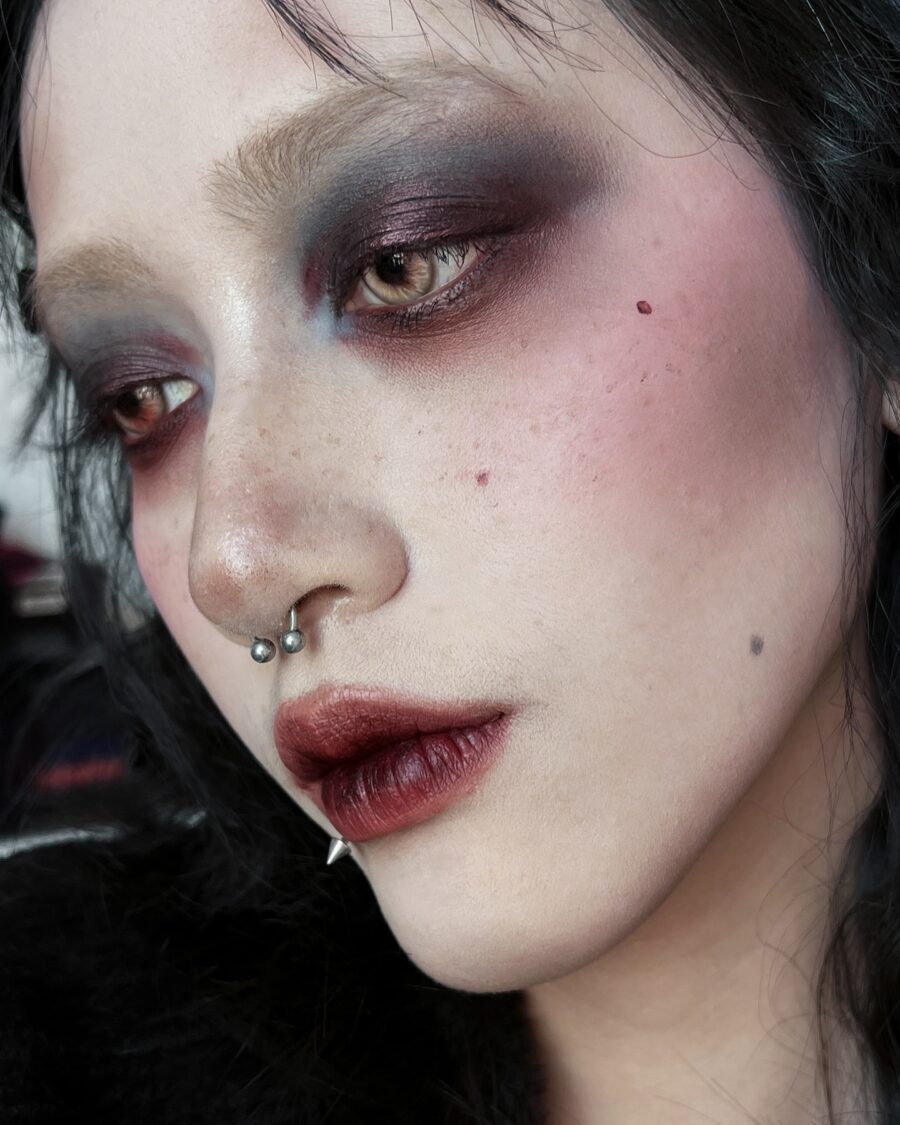 Dramatic dark and smoky trad goth makeup look