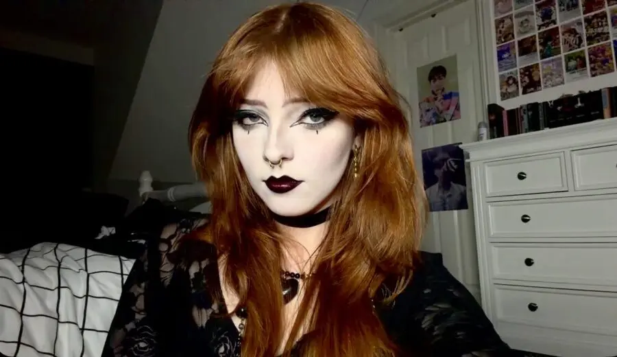 Dramatic goth look with bold contrasts