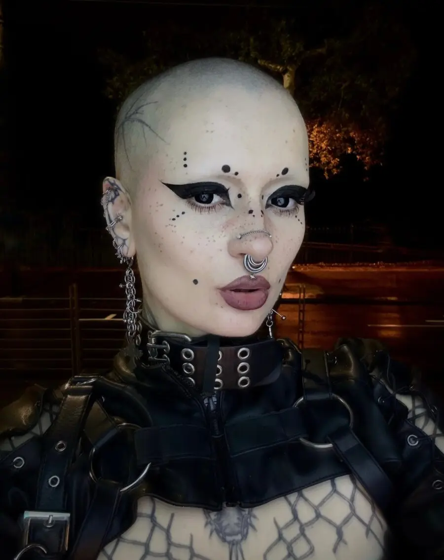 Bold black and white trad goth aesthetic