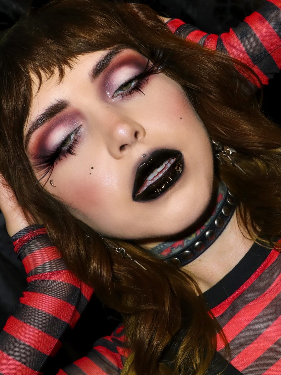 Bold and dramatic trad goth makeup style