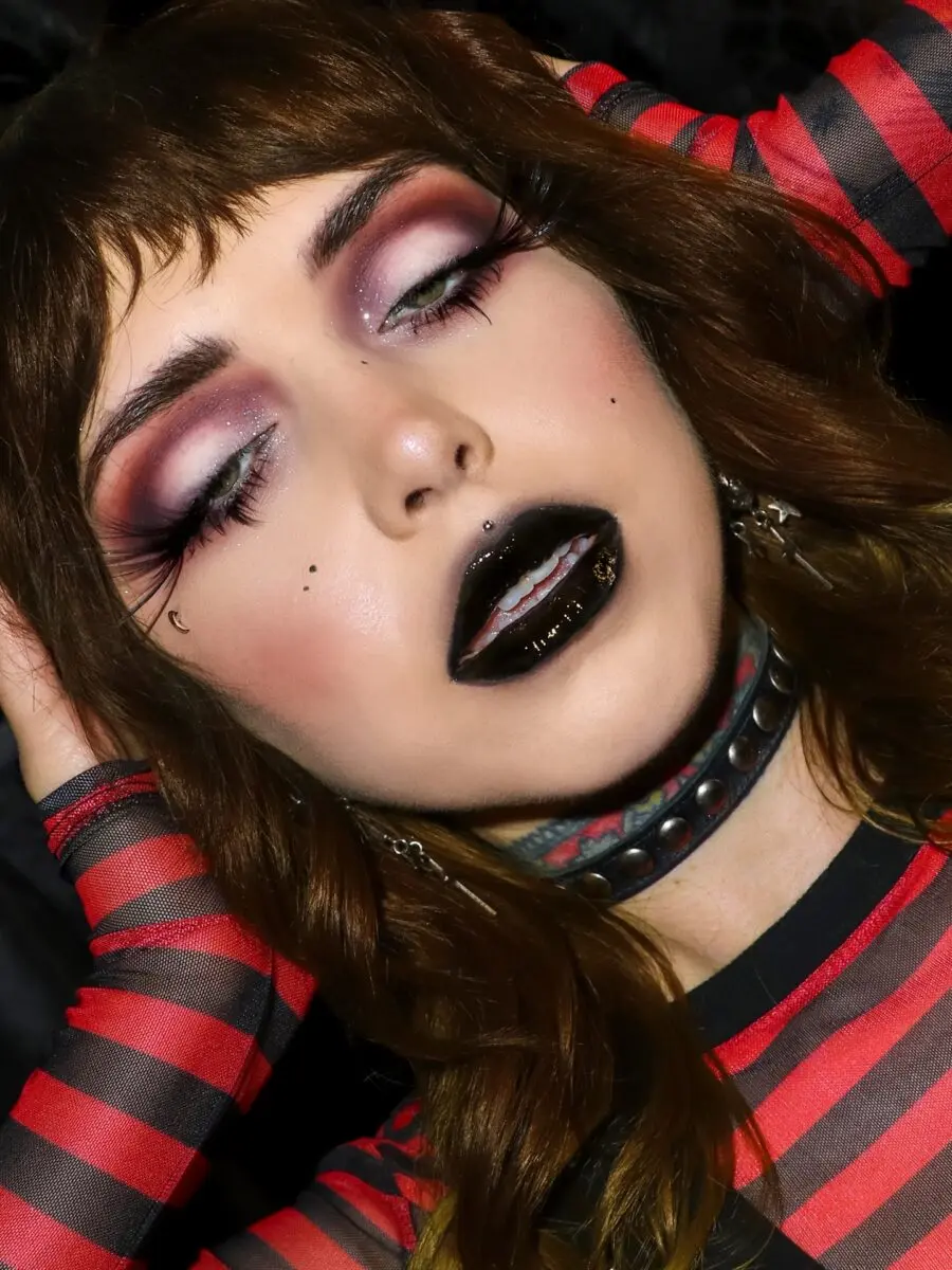 Bold and dramatic trad goth makeup style