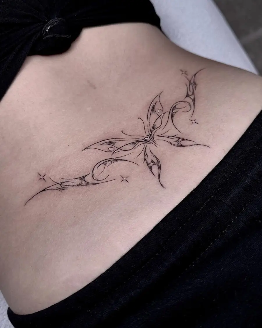 Elegant butterfly tattoo with intricate details