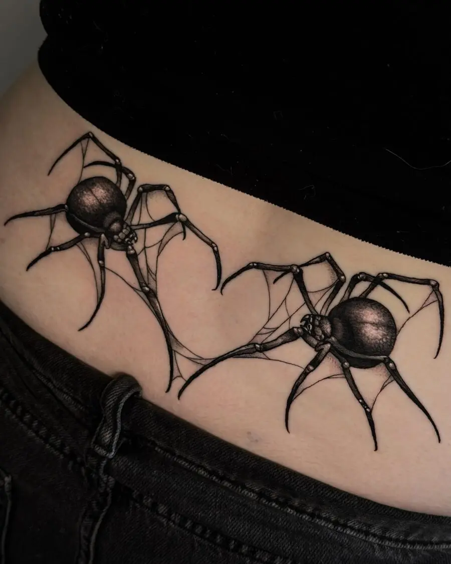 Bold spider design on lower back