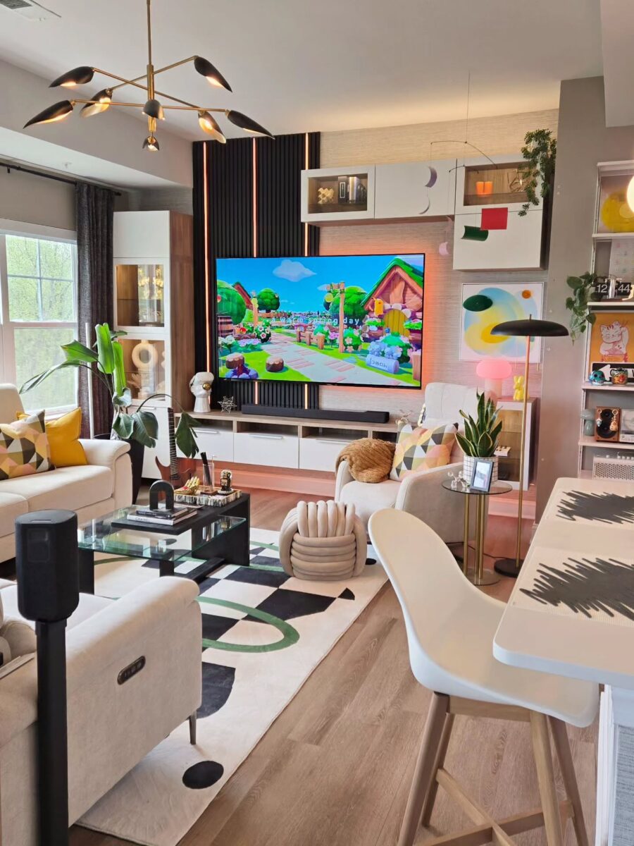 Chic modern living room with integrated decor