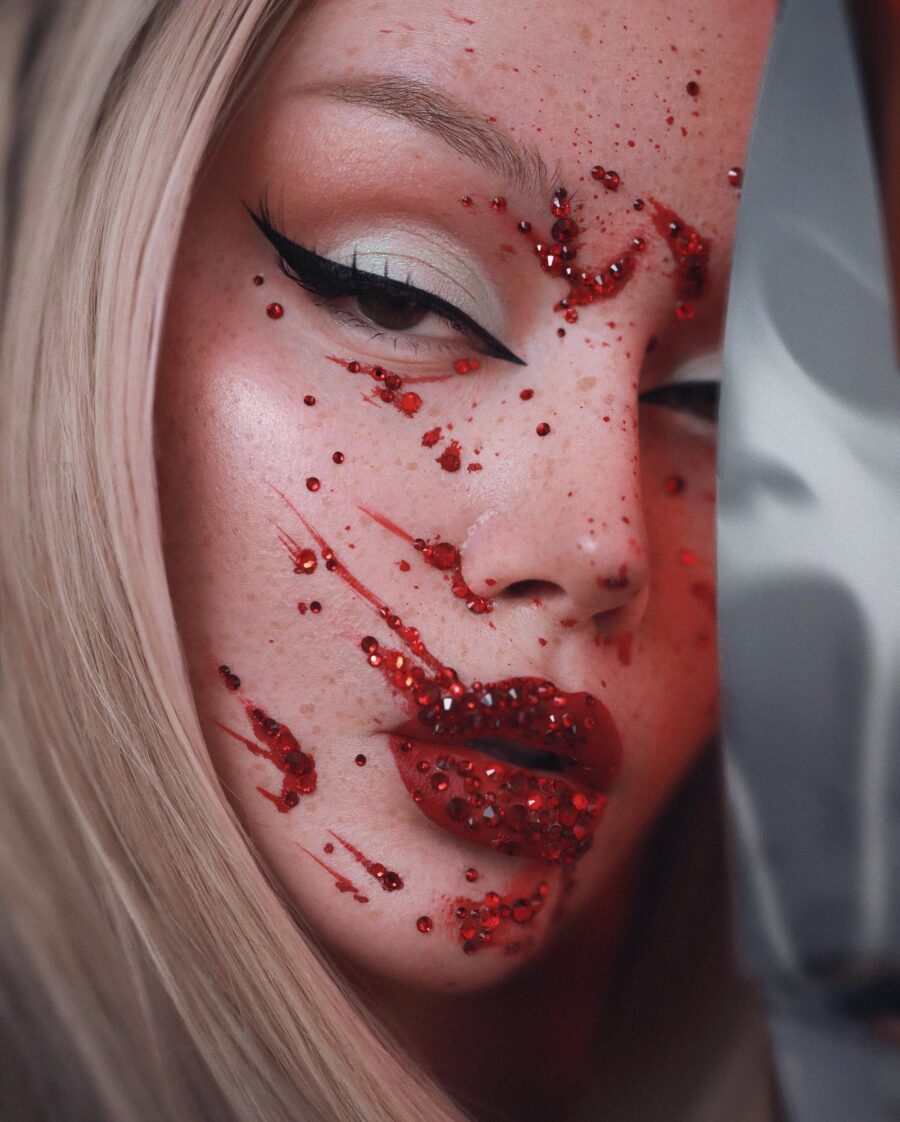 Dramatic bloody vampire makeup for Halloween