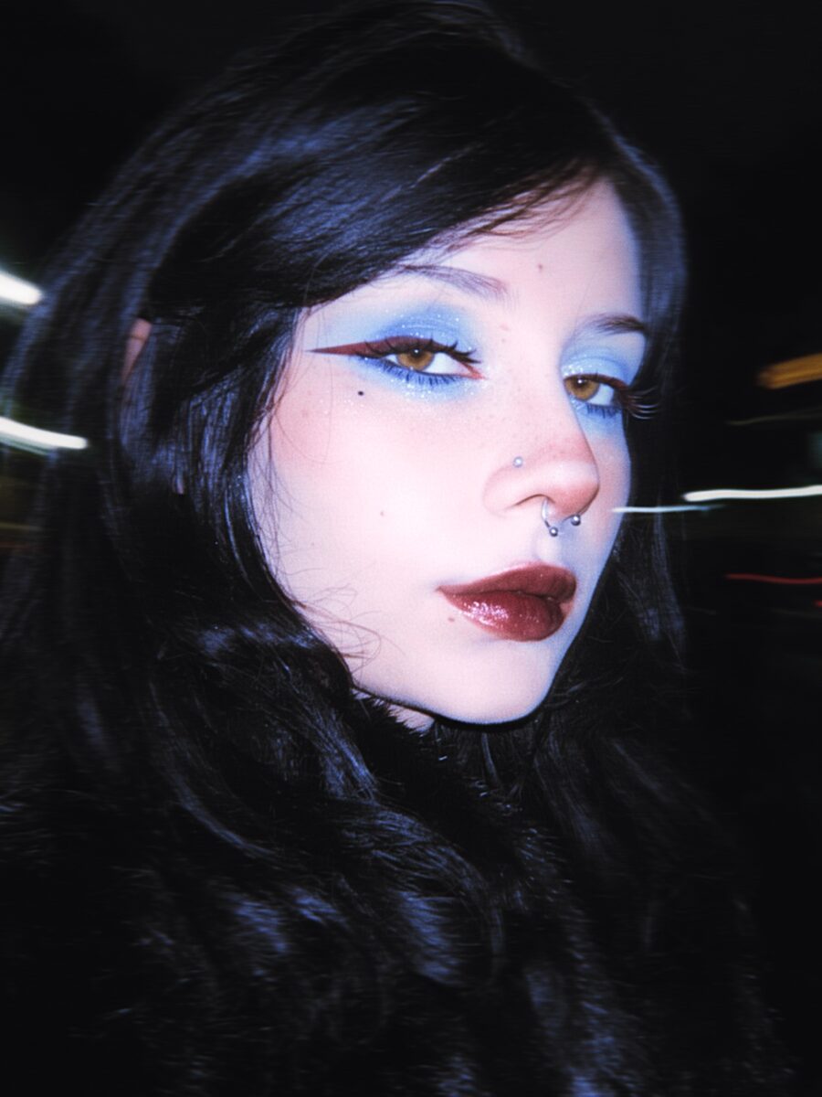 Enchanting blue vampire makeup style