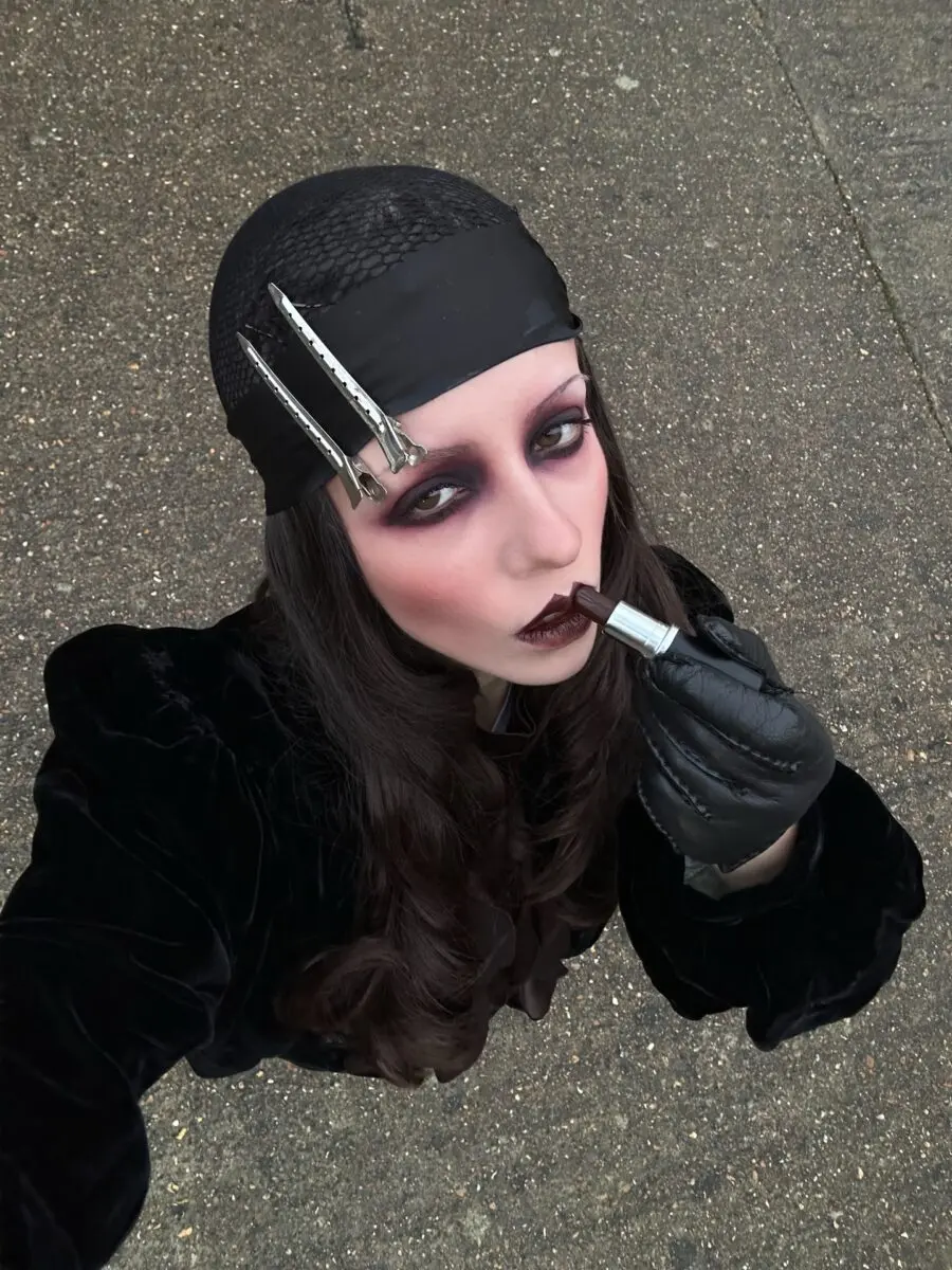 Dramatic vampire makeup with dark gothic vibes