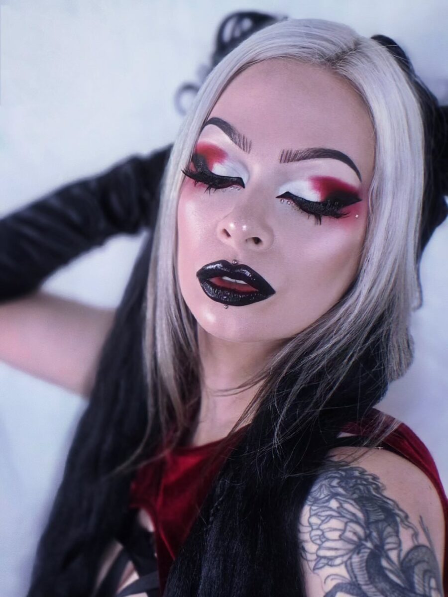 Dramatic vampire makeup with bold colors