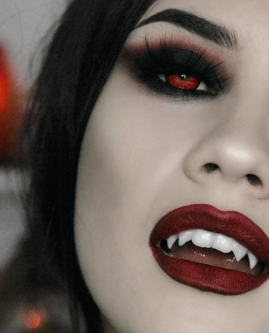 Dramatic vampire look with bold colors