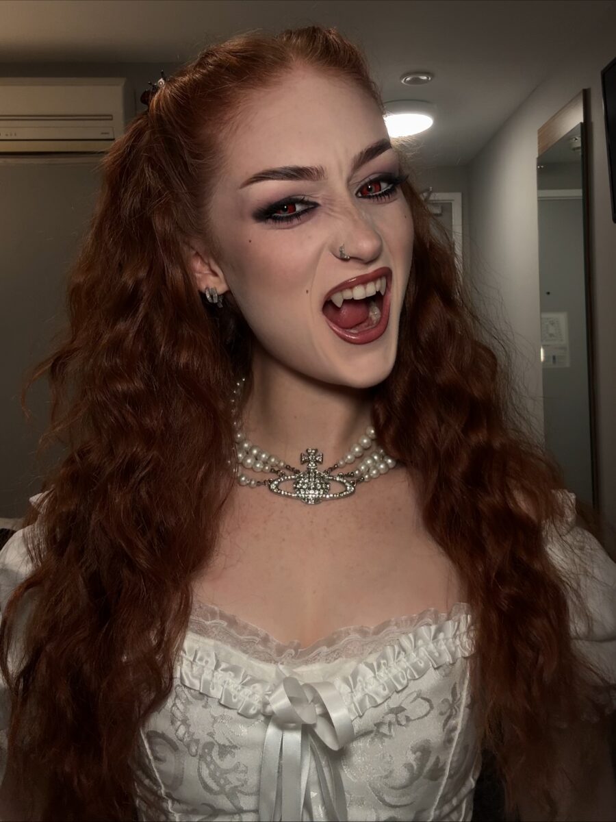 Dramatic vampire look with bold features
