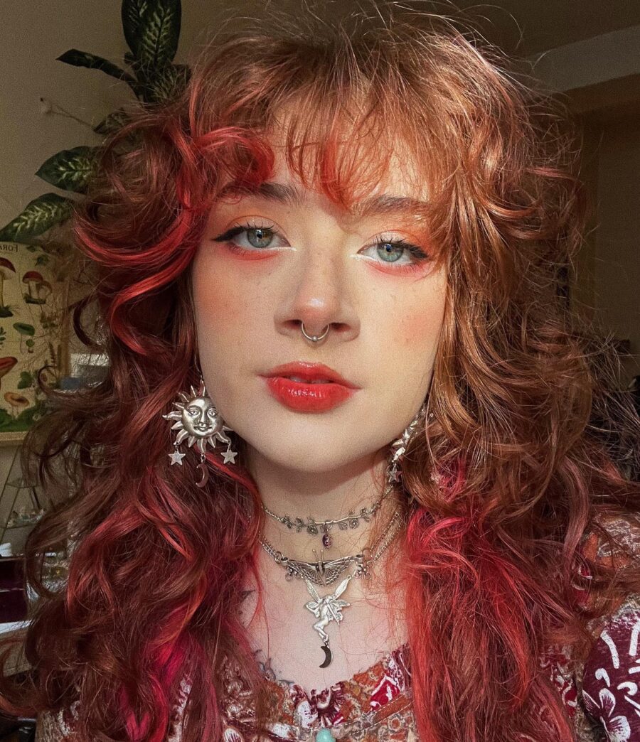 Vampire look with bold red accents