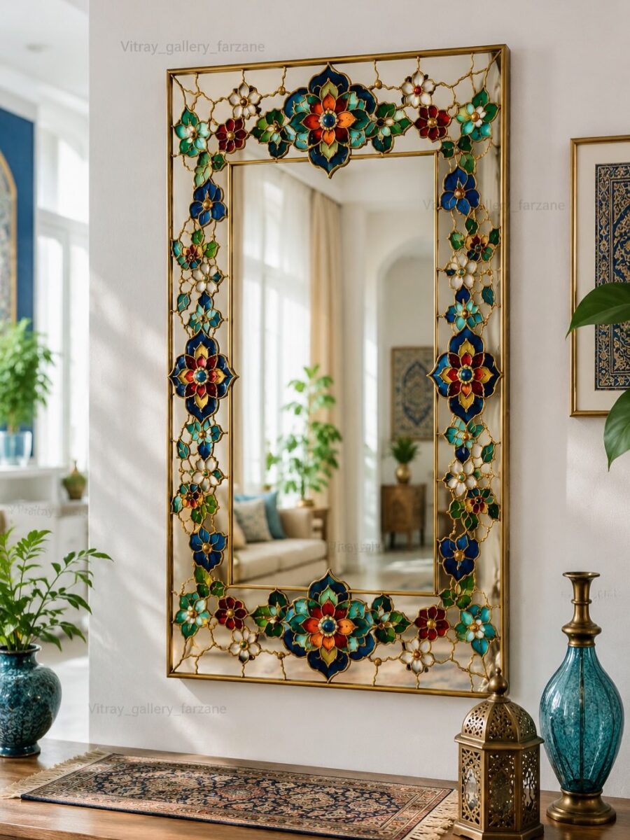 Stunning vibrant floral mirror wall piece