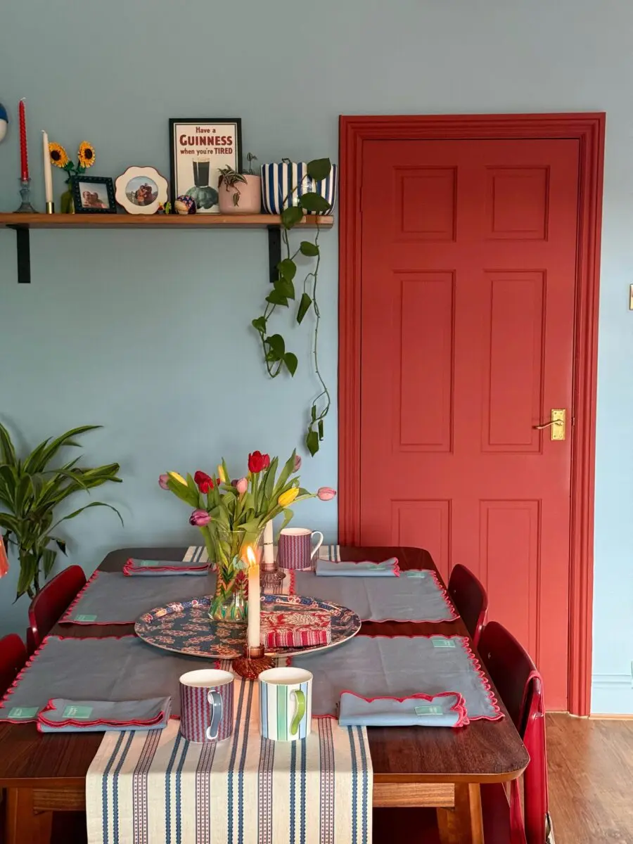Stylish dining room with vibrant decor accents