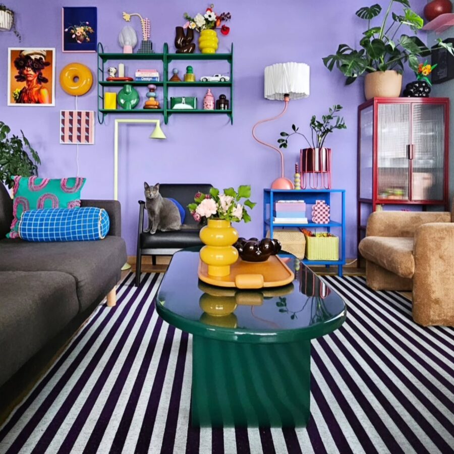 Vibrant living room filled with playful decor