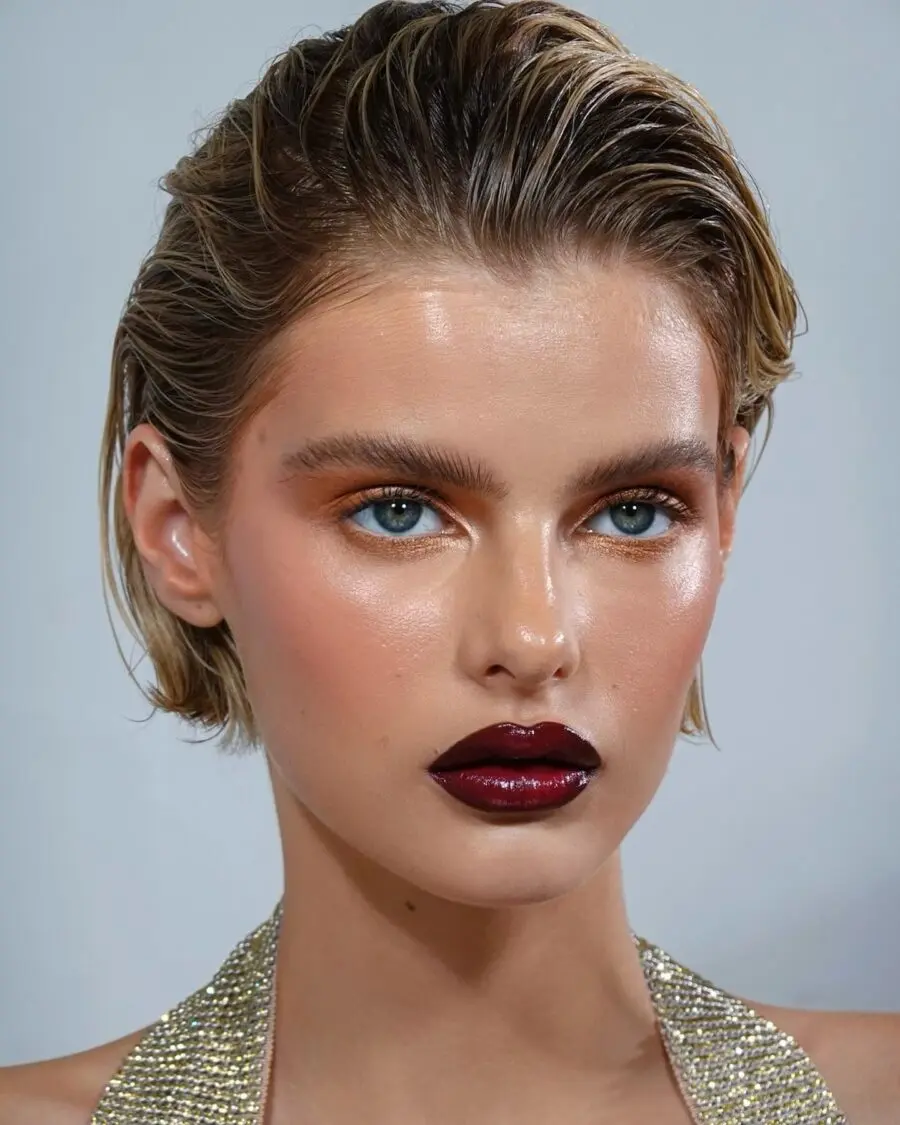 Glamorous makeup look exemplifying bold sophistication