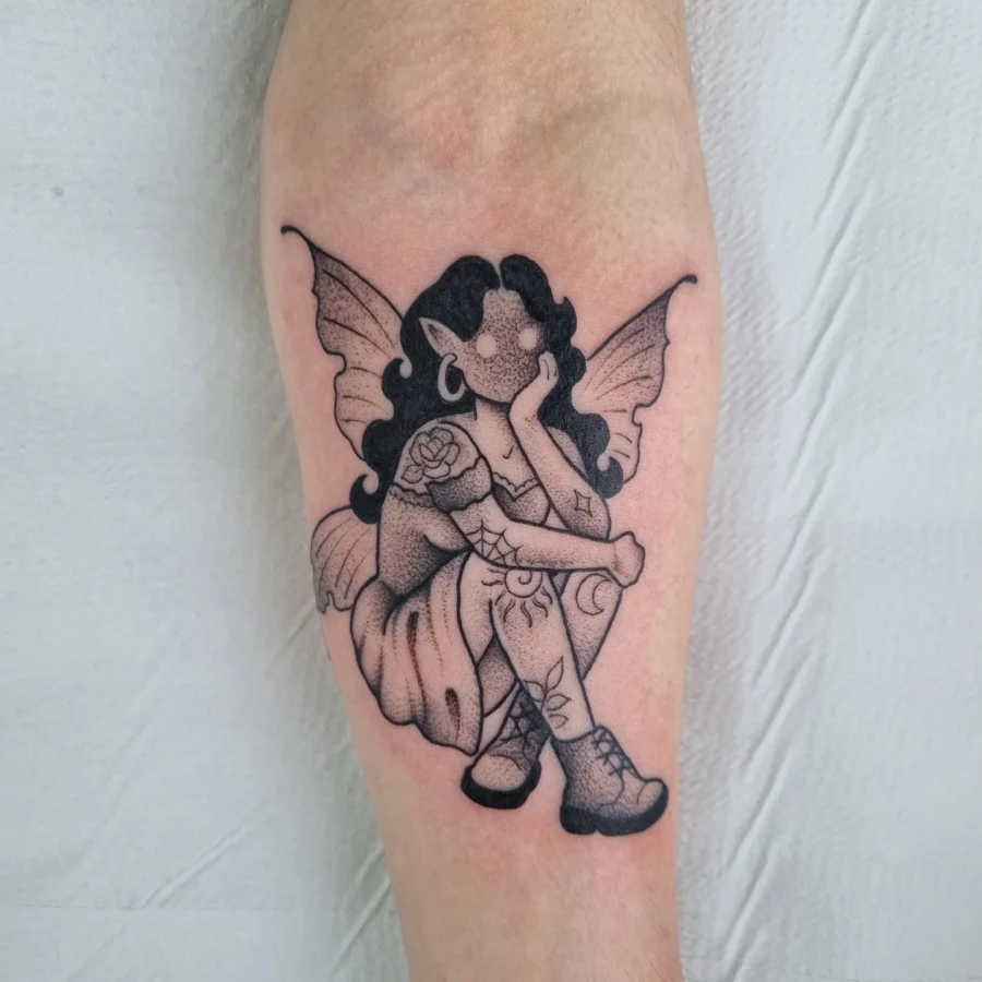 Charming fairy tattoo with whimsical vibes