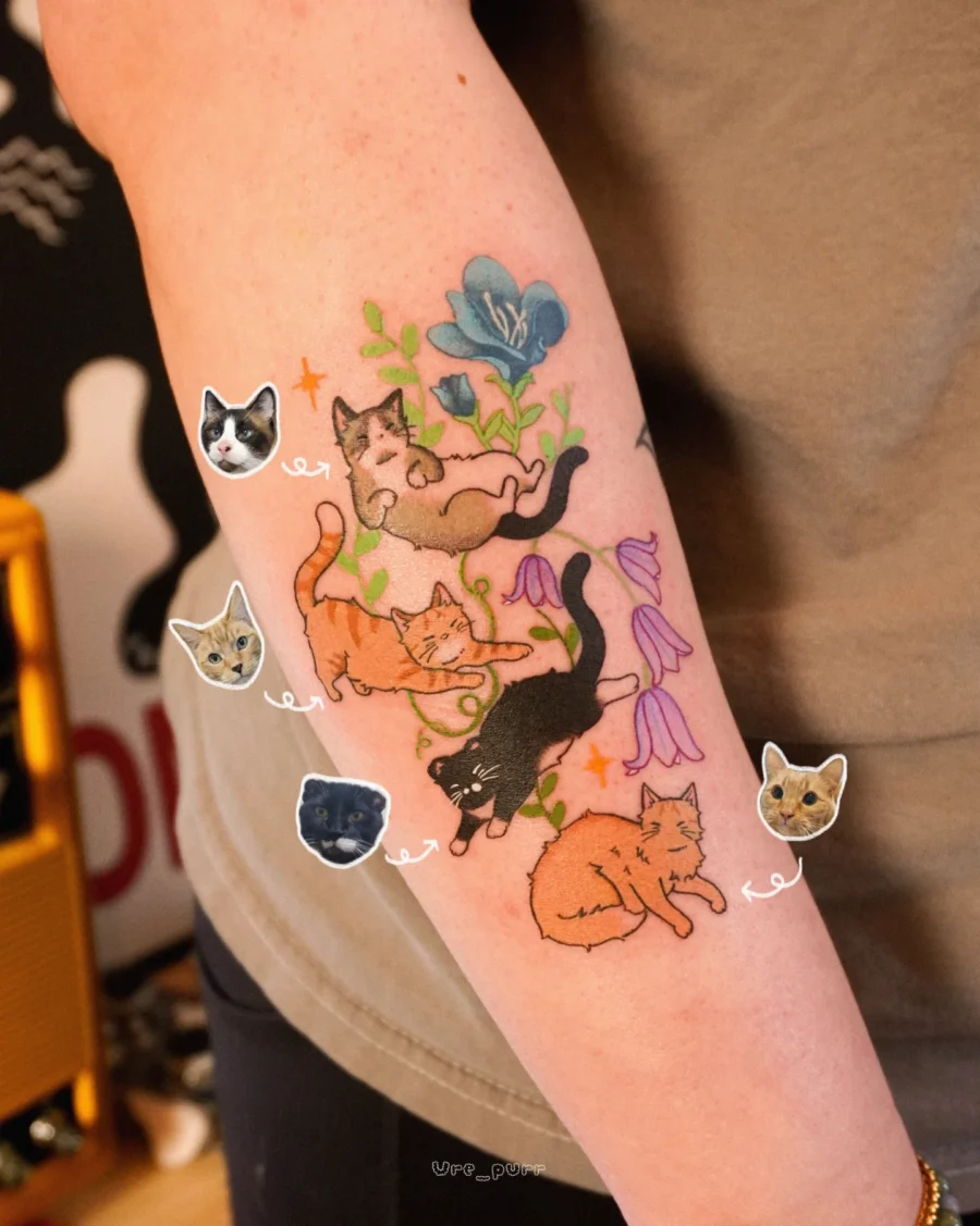 Playful Cat Tattoos for Animal Lovers