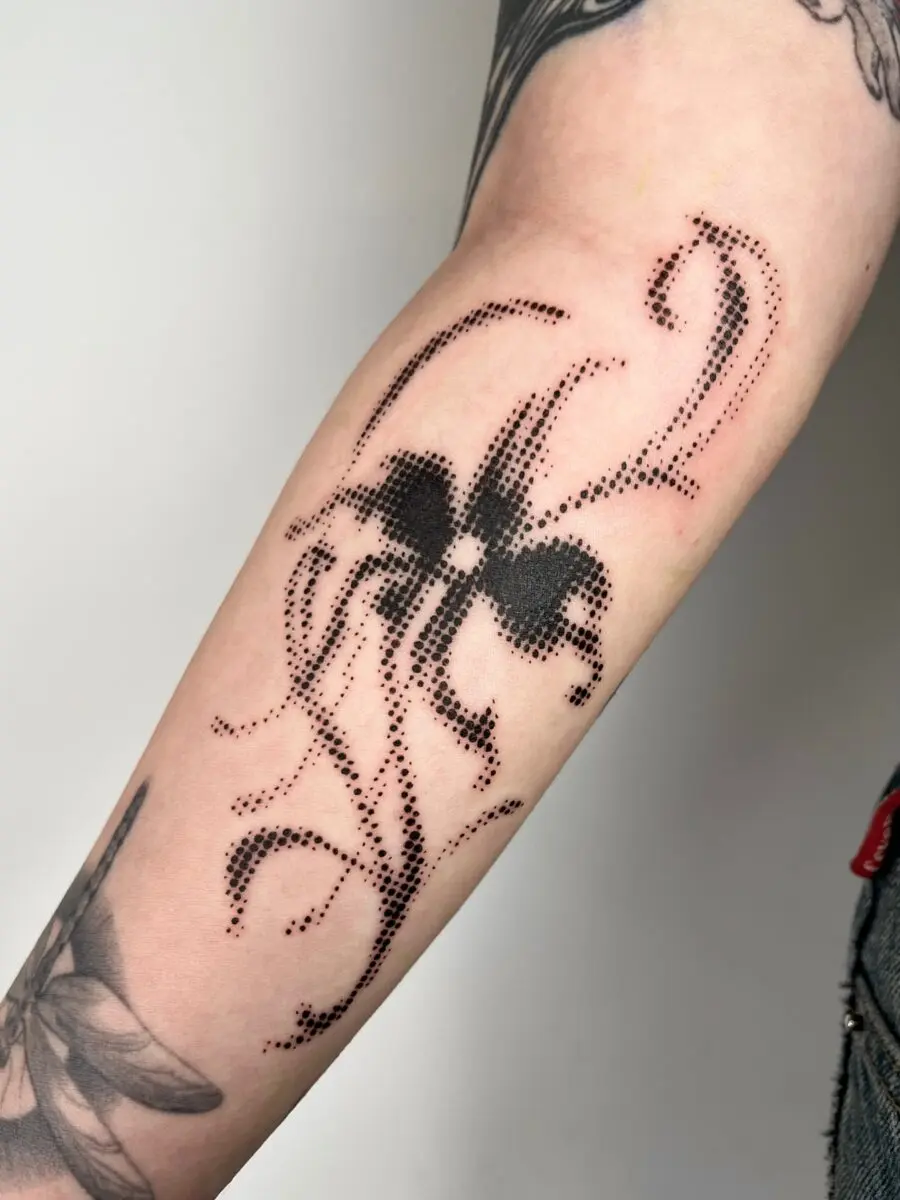 Intricate dotwork forming a whimsical floral design