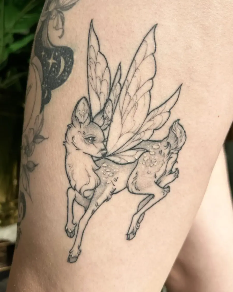 A playful fusion of deer and fairy elements