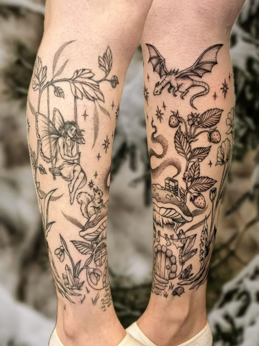 Enchanted forest whimsy on skin art