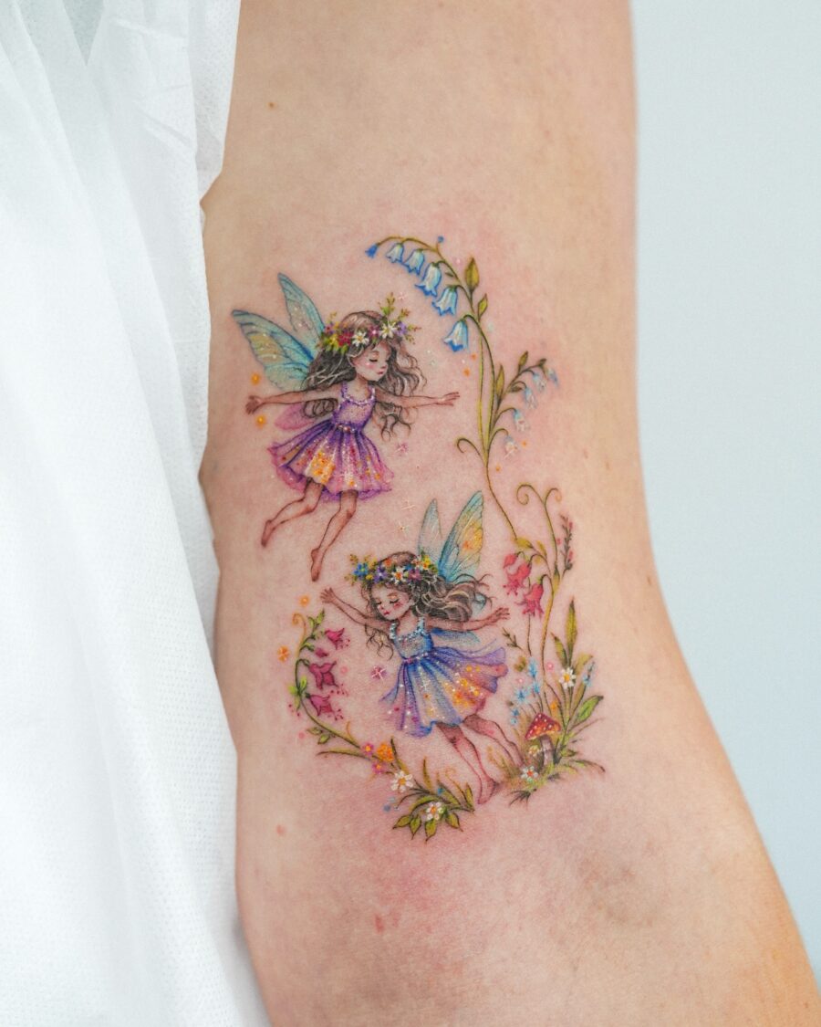 Enchanting watercolor fairy tattoo art