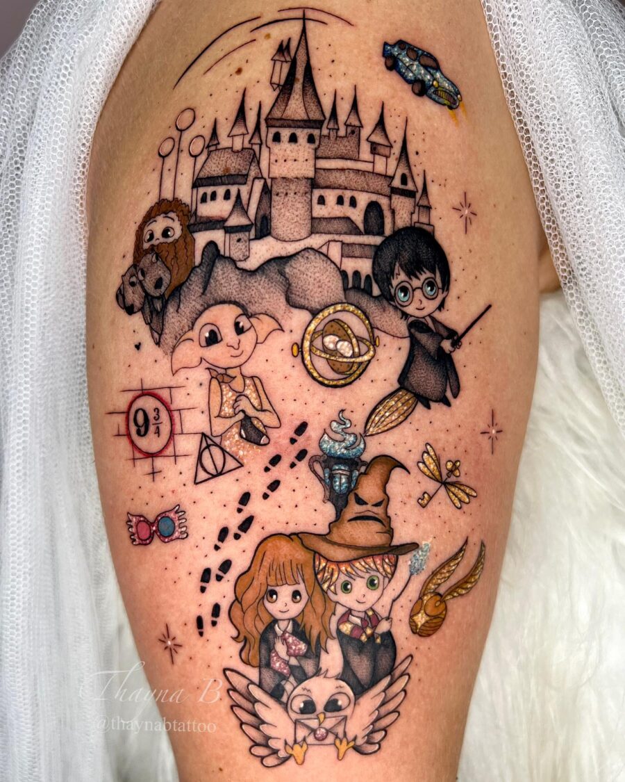 Whimsical Harry Potter tattoo captures magical essence