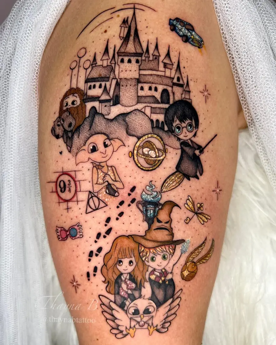 Whimsical Harry Potter tattoo captures magical essence