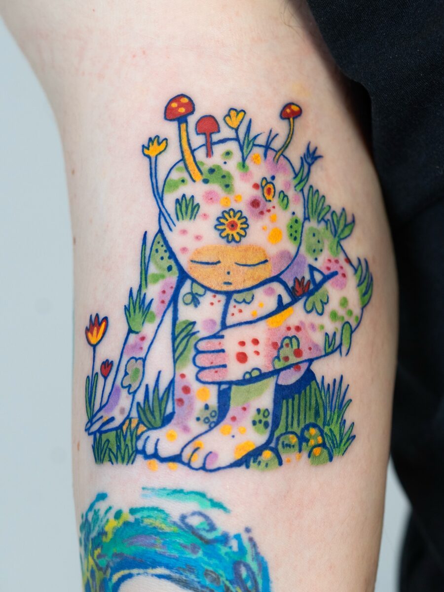 Enchanting forest creature tattoo full of colors