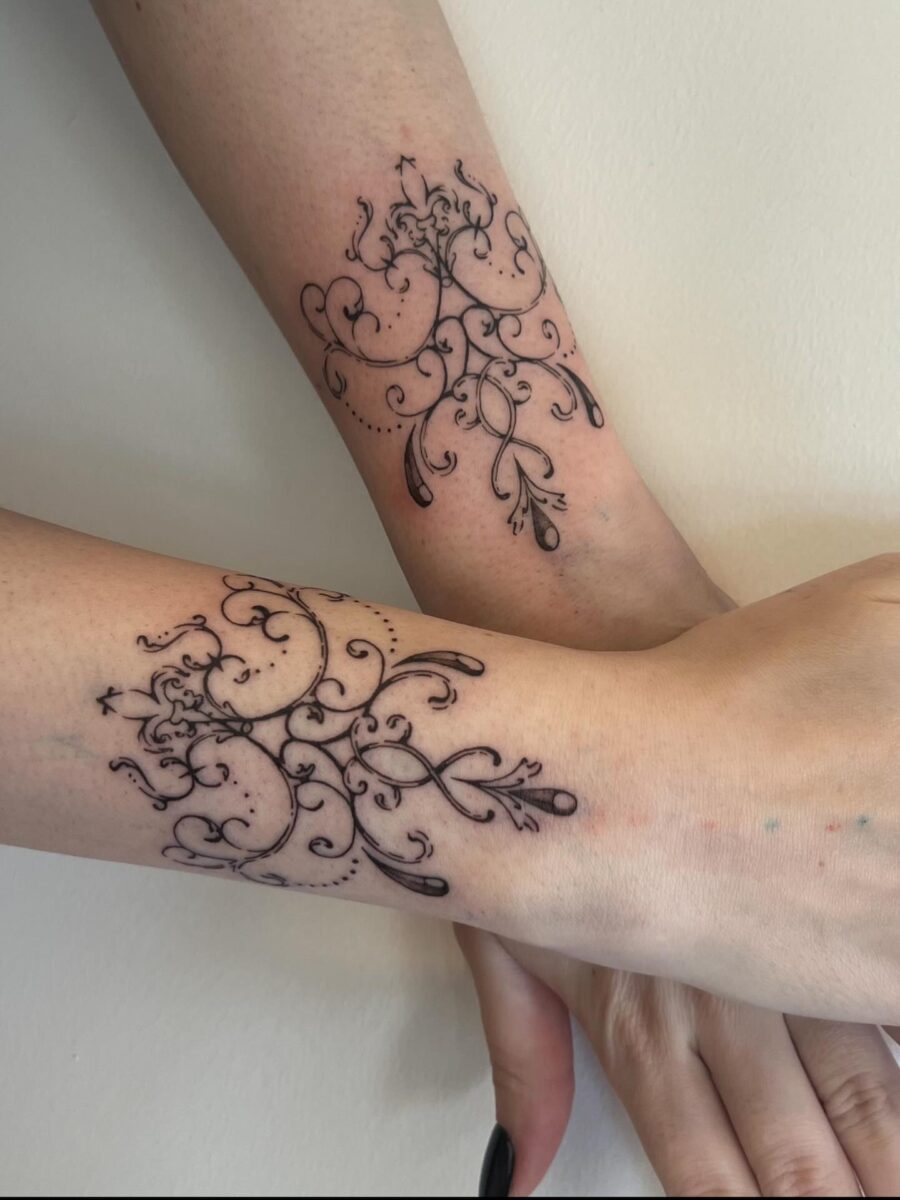 Delicate floral tattoos with intricate designs