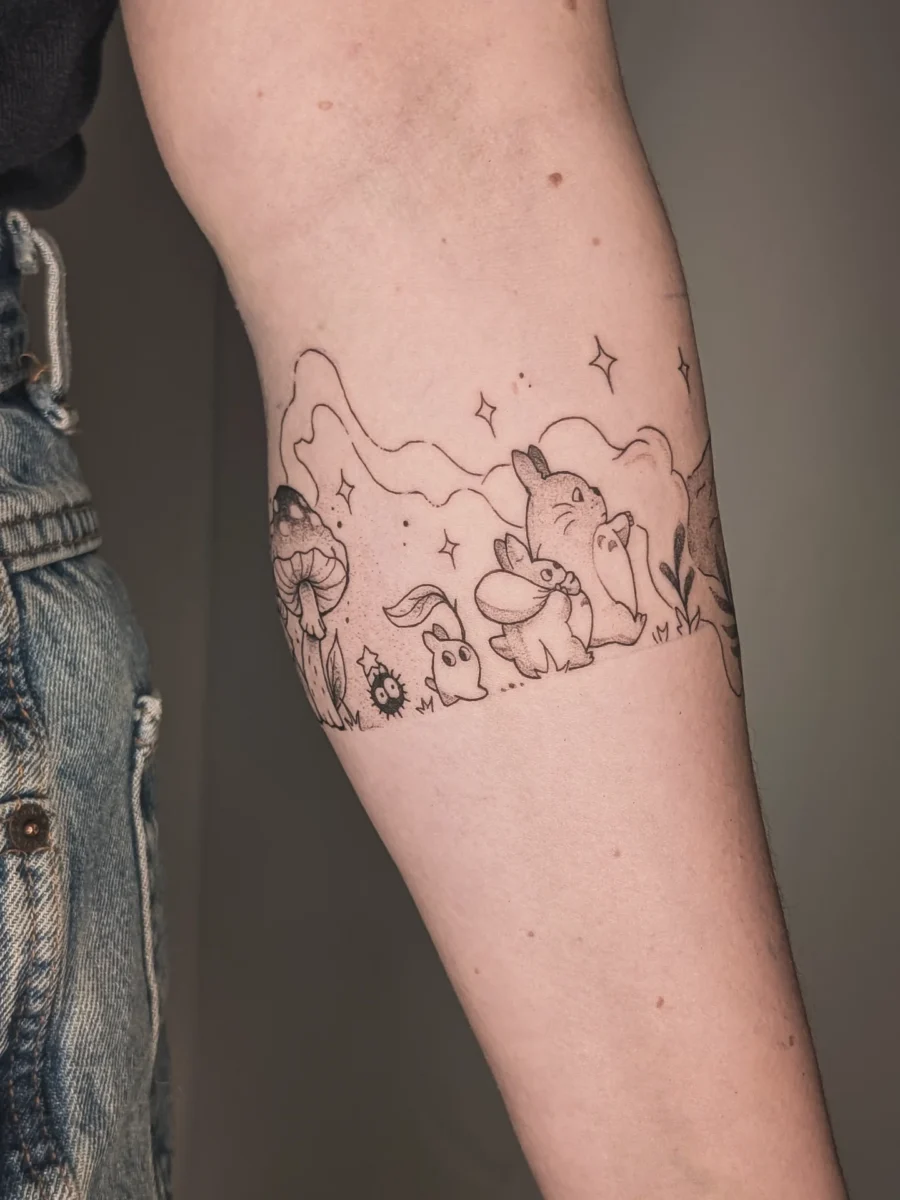 Charming animal characters in a serene landscape