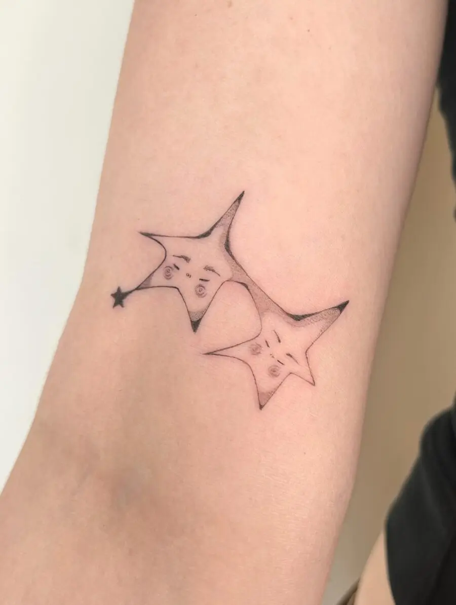 Charming star tattoos with playful expressions