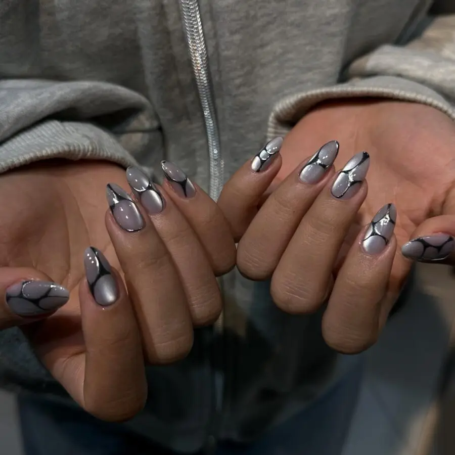 Chic Y2K-Inspired Geometric Nail Art