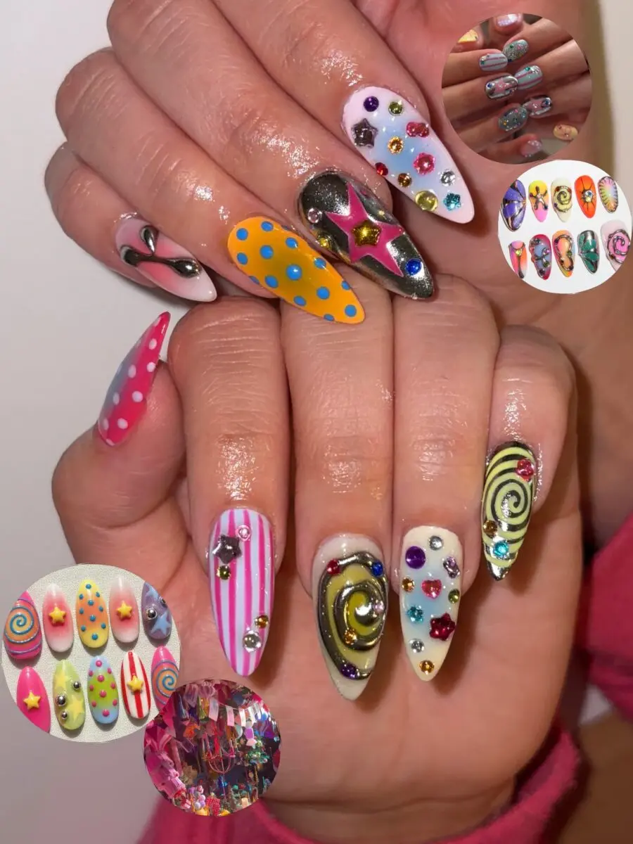 Vibrant and playful Y2K-inspired nail designs