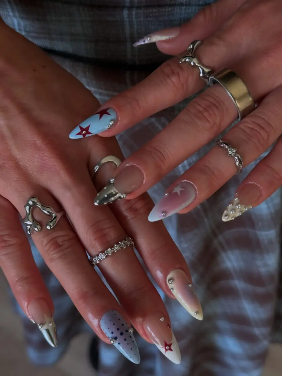 Trendy Y2K Nails with Starry Accents