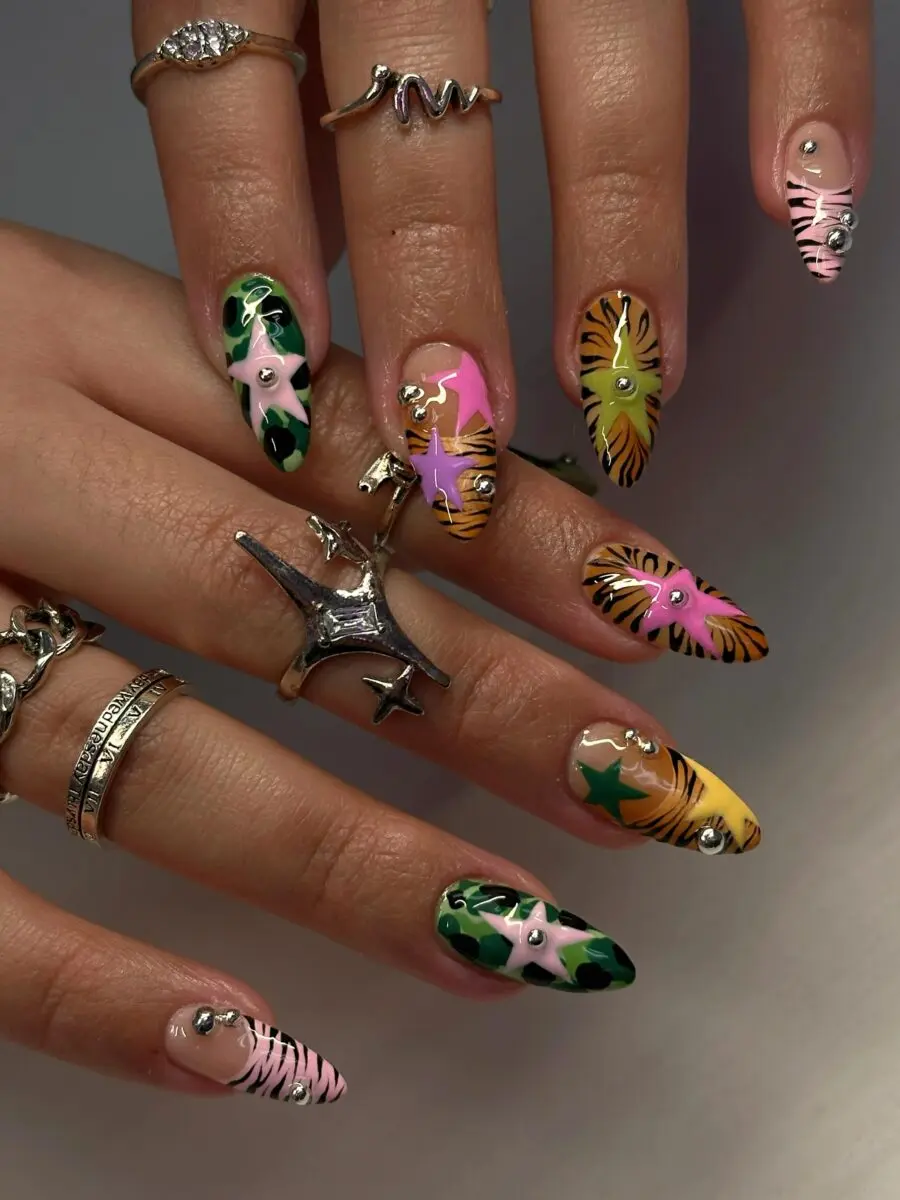 Vibrant Y2K nail designs with fun patterns