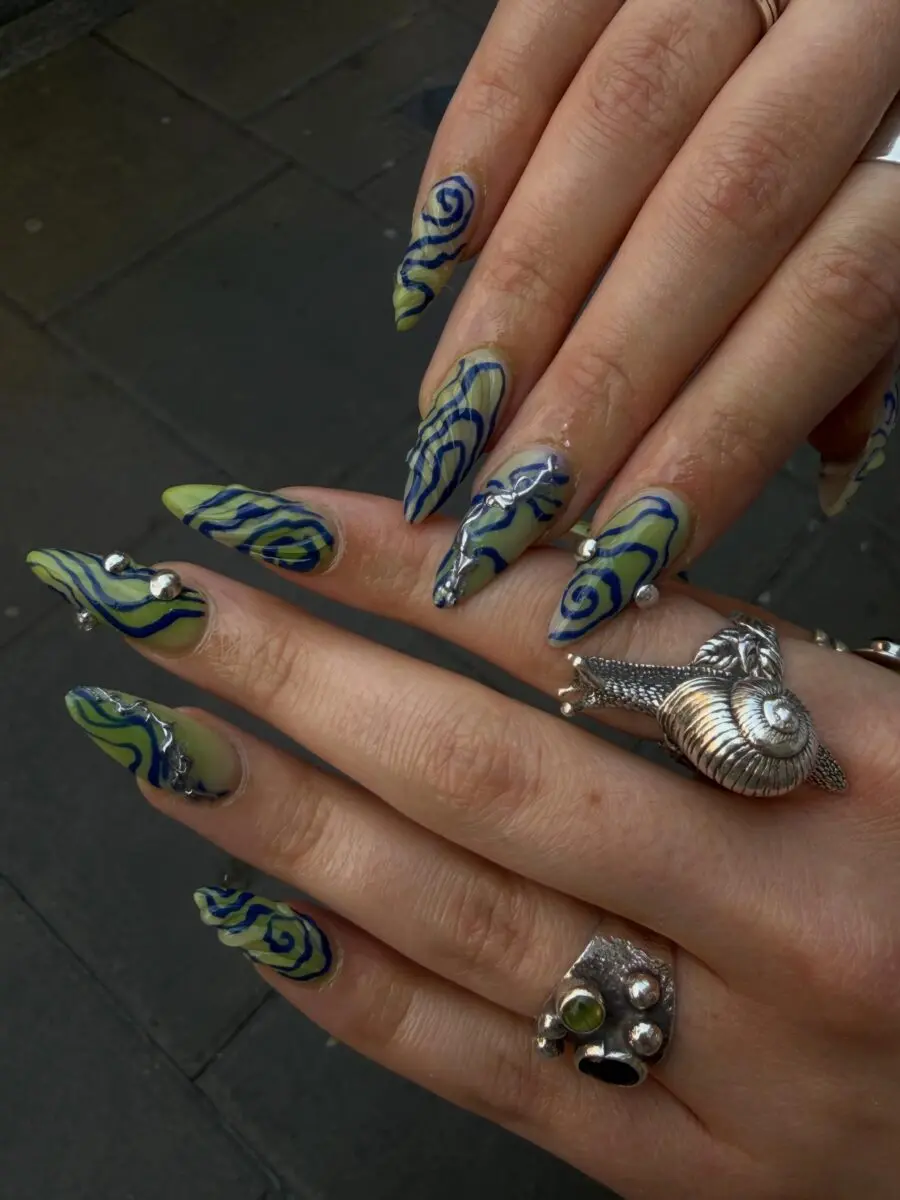 Stylish Y2K nails with vibrant patterns