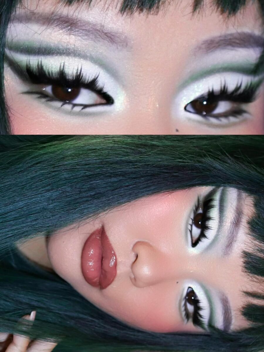 Bold and vibrant green ABG makeup look