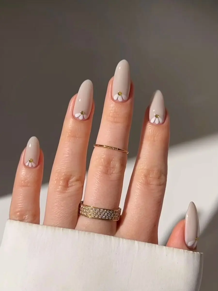 Elegant almond nails with floral accents