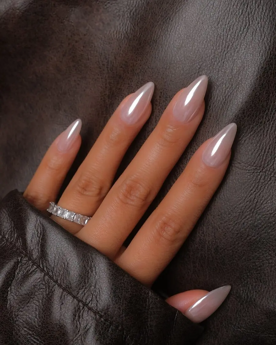 Sleek almond nails with a glossy finish.