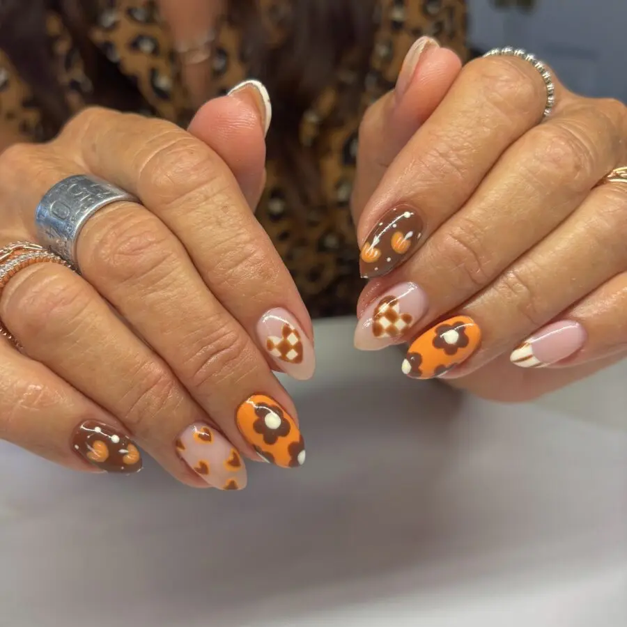 Stylish almond nails with playful leopard print