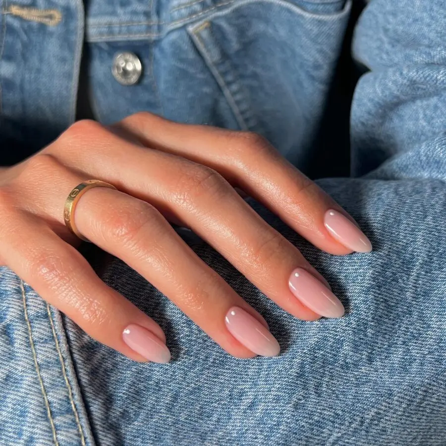 Elegant almond nails with subtle ombre effect