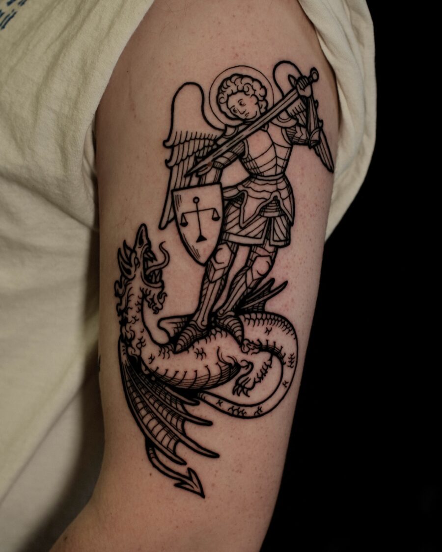 St. Michael Triumphs Over the Dragon Tattoo