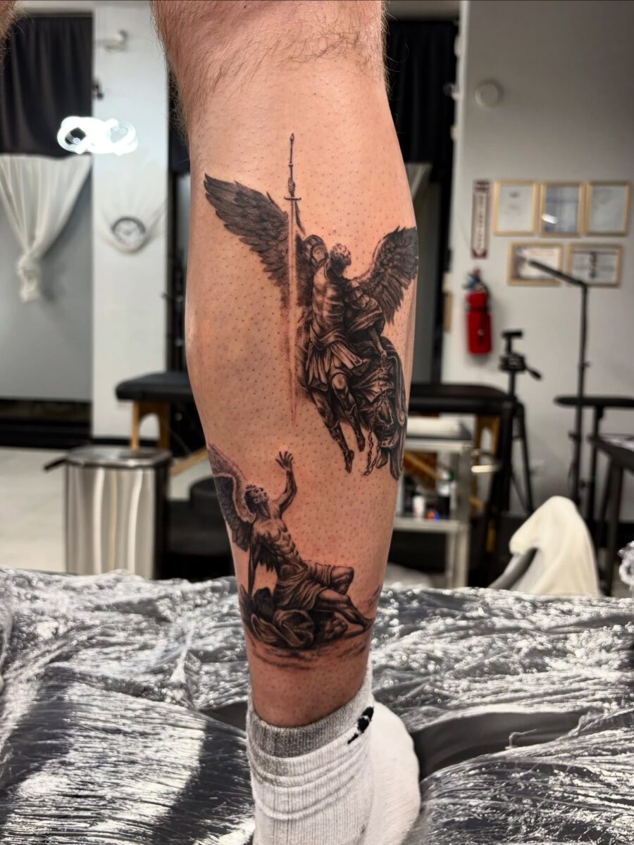Stunning depiction of archangel and demons
