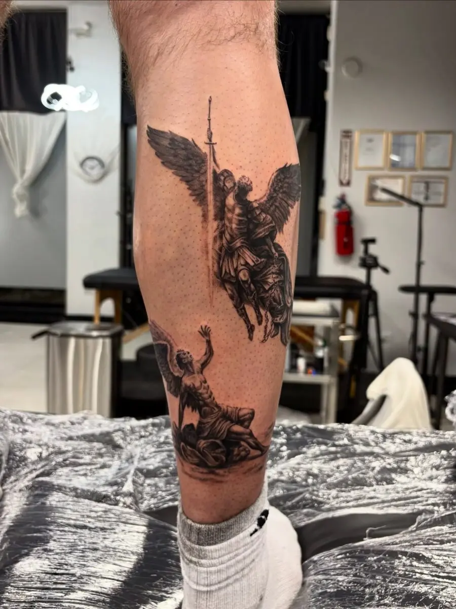 Stunning depiction of archangel and demons