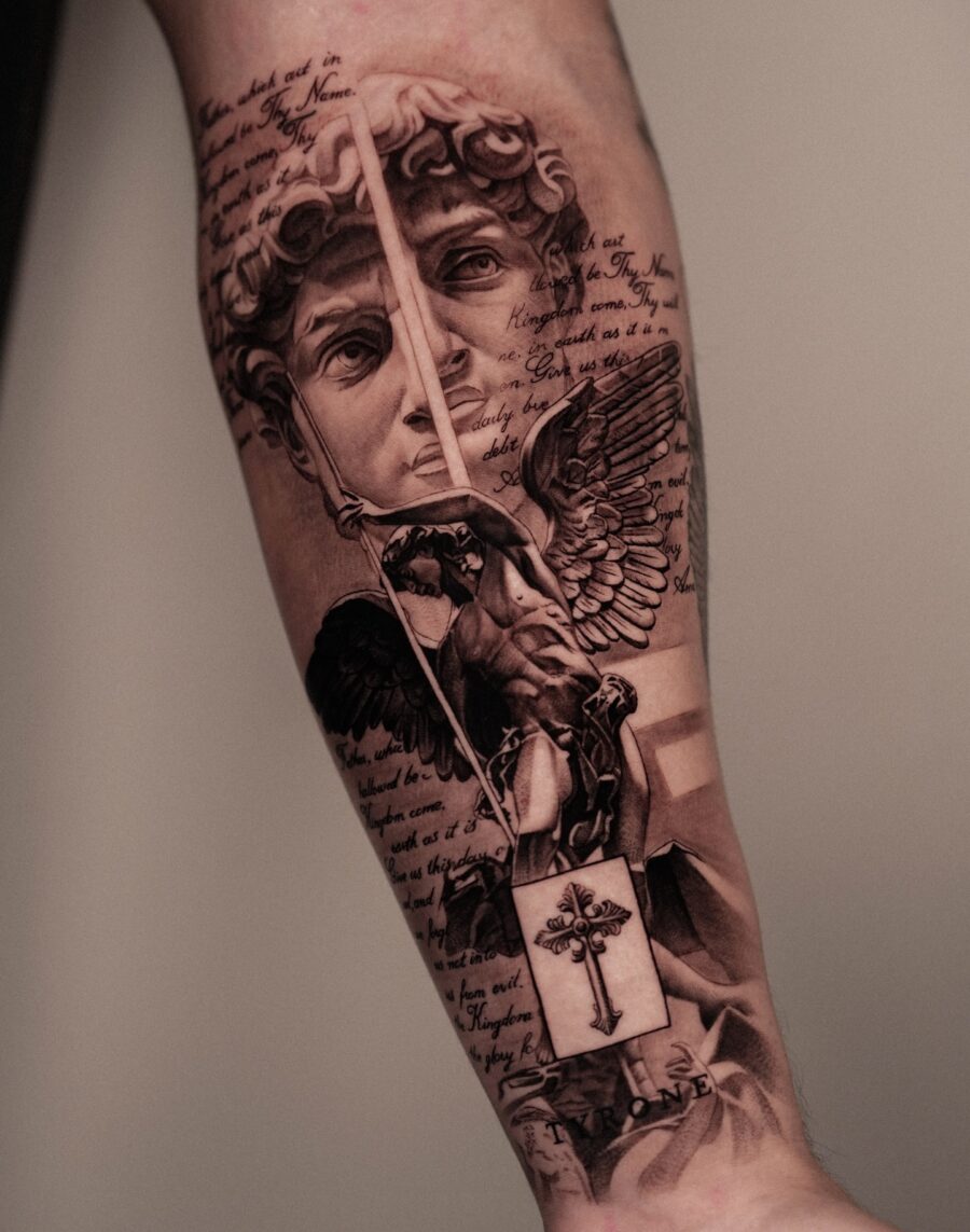 Intricate depiction of David and spiritual themes