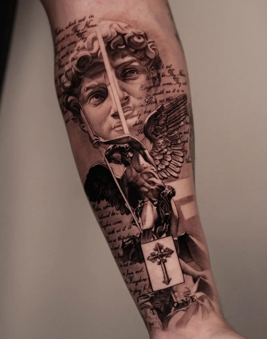 Intricate depiction of David and spiritual themes