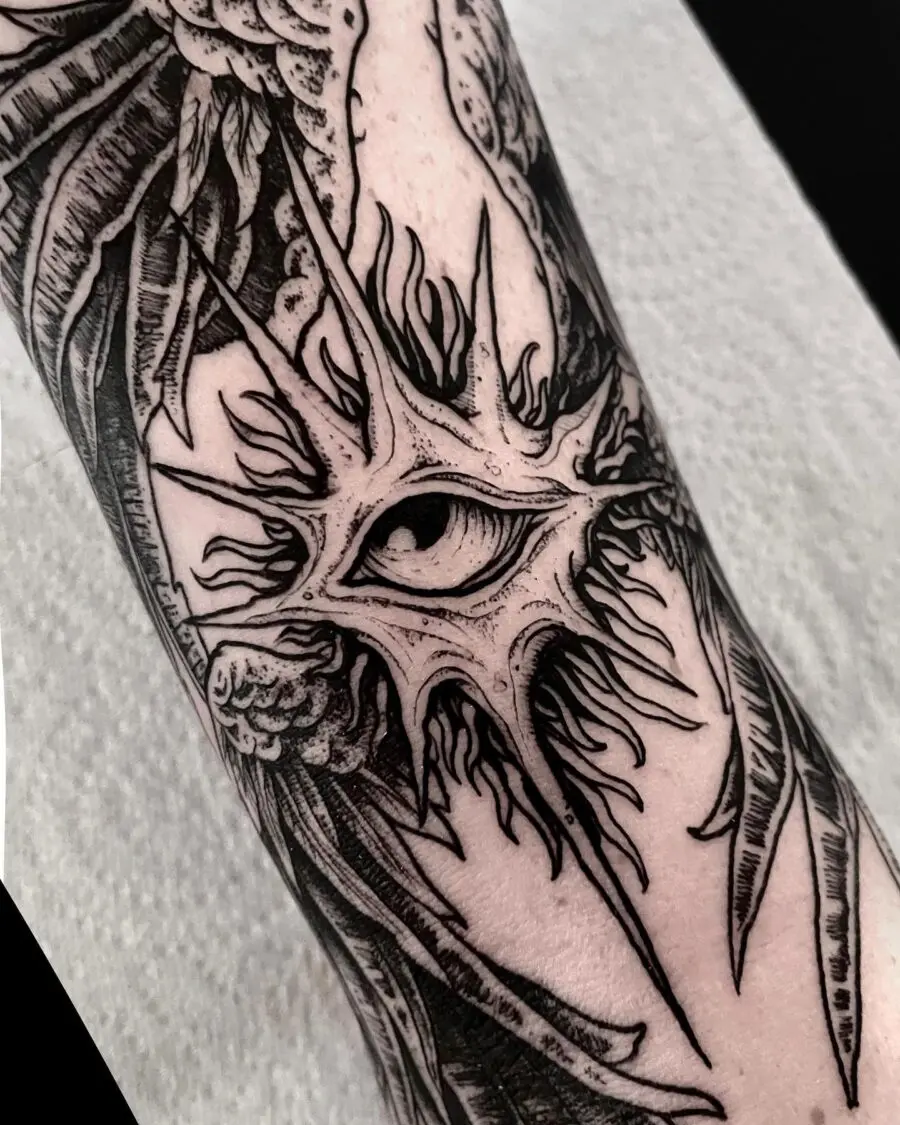 Symbolic Spiritual Eye Tattoo Design